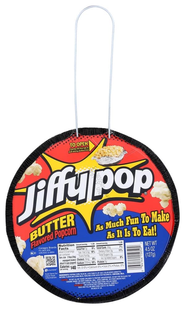 Jiffy Pop Butter-Flavored Popcorn, 4.5 oz (Pack of 12)