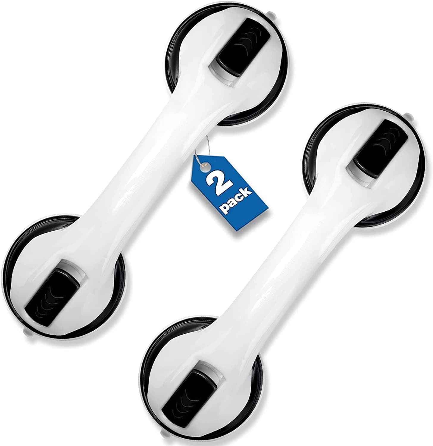 Shower Handle 2 Pack 12 inch Grab Bars for Bathroom Shower Handle with Strong Hold Suction Cup Grip Grab in Bathroom Bath Handle Grab Bars for Bathroom Safety Grab Bar Black