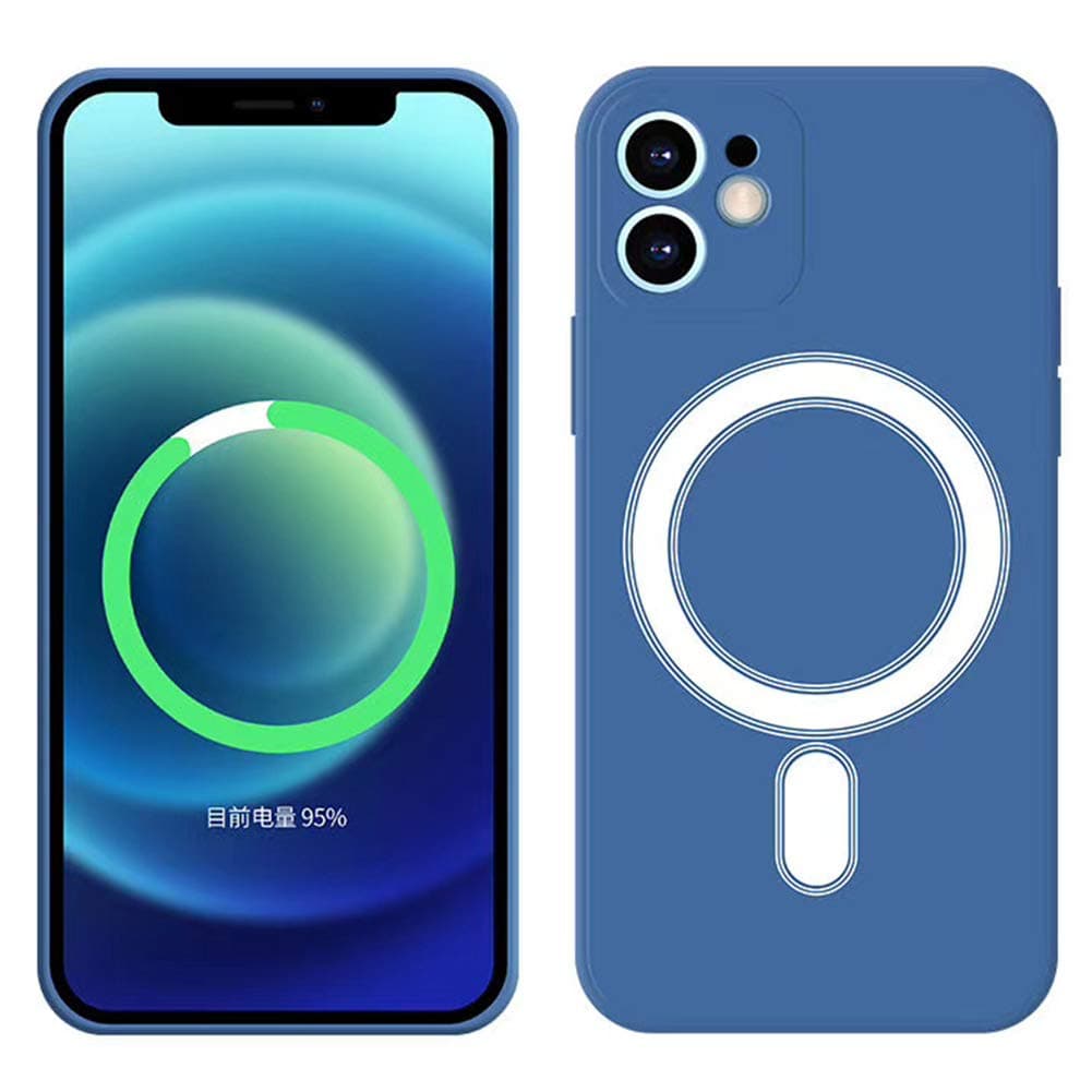 CAILINS iPhone 12 Case Magnetic 12 Pro/12 Pro Max/12 mini Case Cover Wireless Charging Silicone Case Smooth And Soft Phone Case Blue