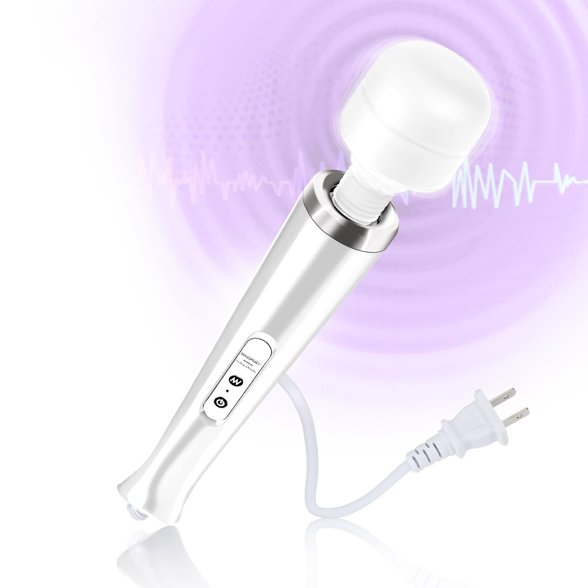 Wired Wand Massager for Women, 10-Speed Electric Handheld Deep Tissue Massager, Powerful Plug-in Full Body Muscle Recovery Tool for Neck, Back, Shoulder & Foot Relief (White)