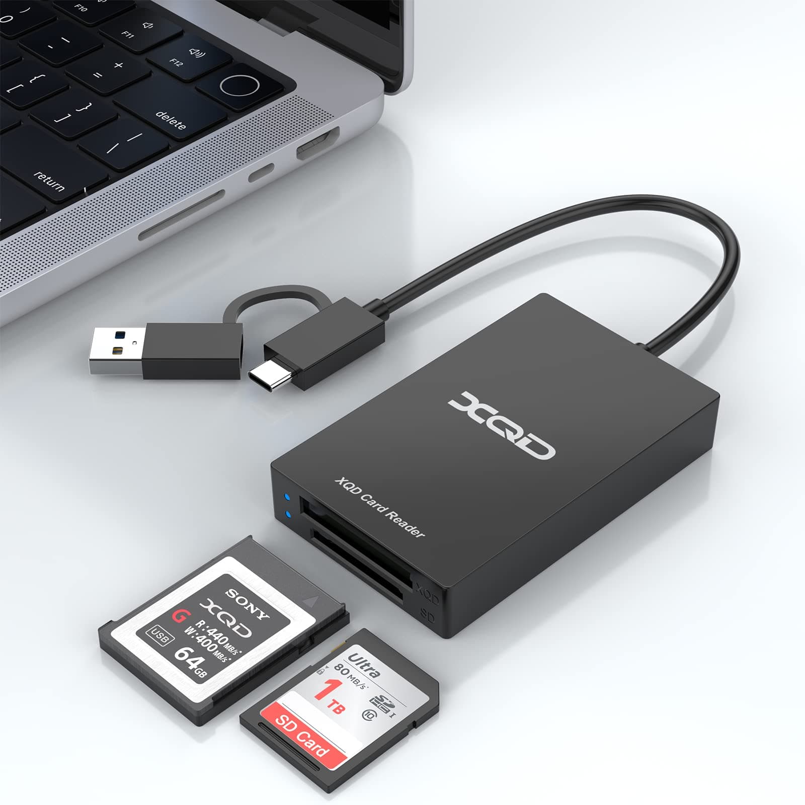 XQD Card Reader, USB 3.0 Memory Card Adapter 5Gbps Super Speed for Sony G/M Series, Lexar 2933x/1400x USB Mark - Compatible With Windows/Mac OS