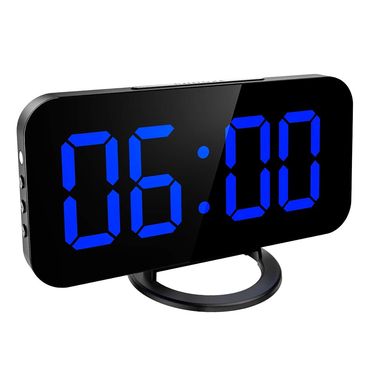 KeeKitDigital LED Alarm Clock, Large 6.5" Mirror Surface Alarm Clock with Dual USB Charging Ports, Snooze Function, Auto/Manual Adjustable Brightness, 12/24H Display for Home, Bedroom, Office - Blue