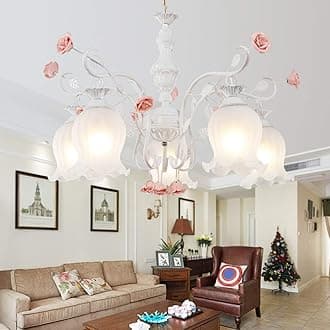 Chandelier Florentine Ceiling Lamp Classic Living Room Bedroom Dining Room Ceiling Light, White