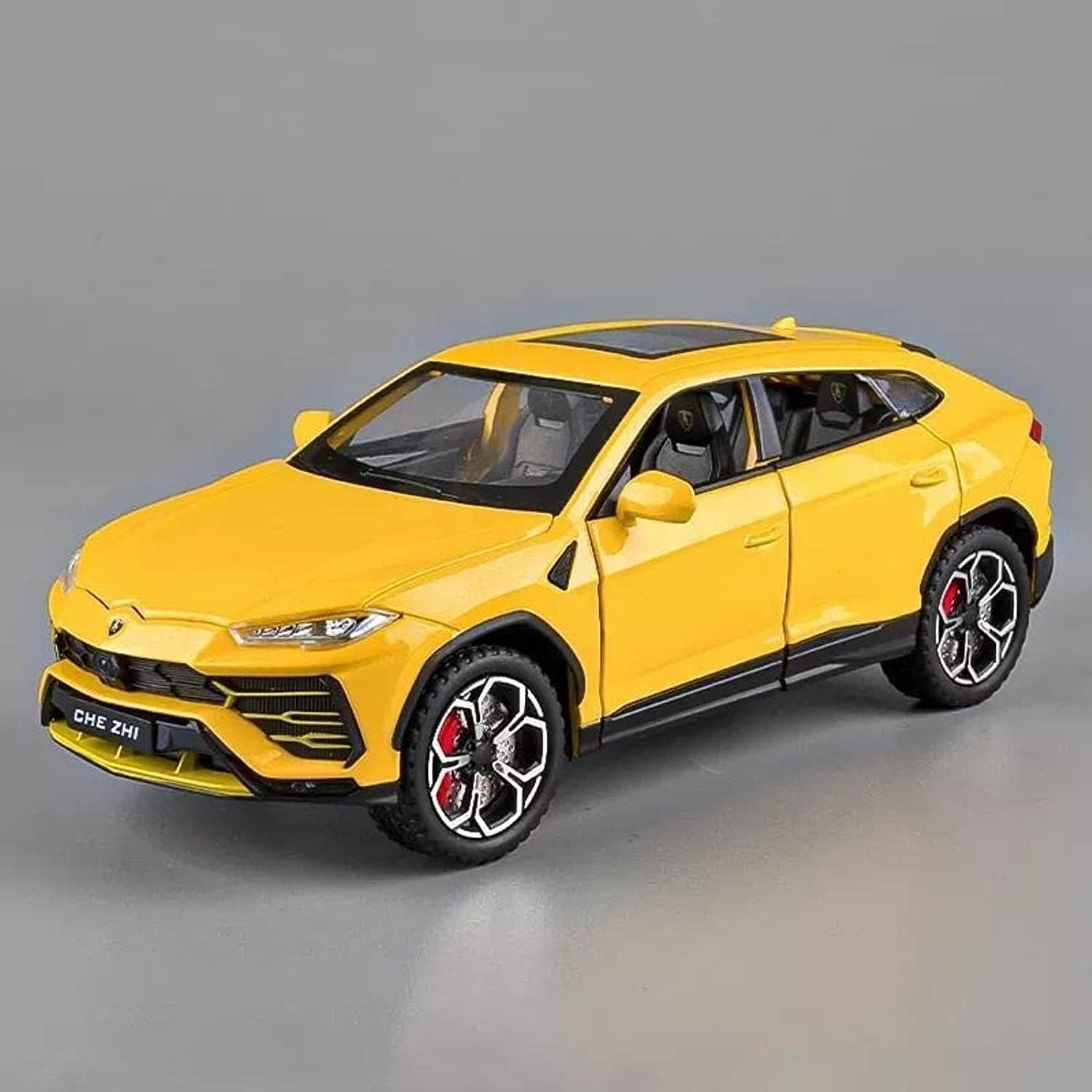 TOY GARDEN 1:24 Scale Diecast Car Model Yellow Pull Back Toy Car with Opening Doors, Lights & Sounds Realistic Kids Car Toy for Boys & Girls Gift for Children & Collectors