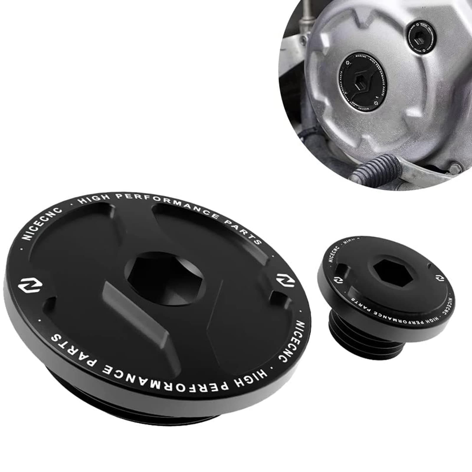 NICECNC Black Engine enchufes Kit Compatible with Yamaha Raptor 700 700R, 700R SPECIAL EDITION, GRIZZLY 550 700, RHINO KODIAK 700, VIKING EPS, YFZ 450, YFZ450R, YFZ450R SE, YXZ1000R, See Fitments