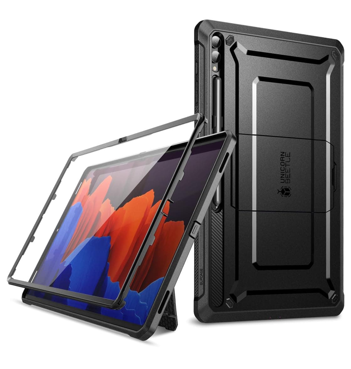 SUPCASE [UB ProSeries] Case Designed for Samsung Galaxy Tab S9 Ultra (2023), with Built-in Screen Protector & S Pen Holder Full-Body Rugged Heavy Duty Case - Black