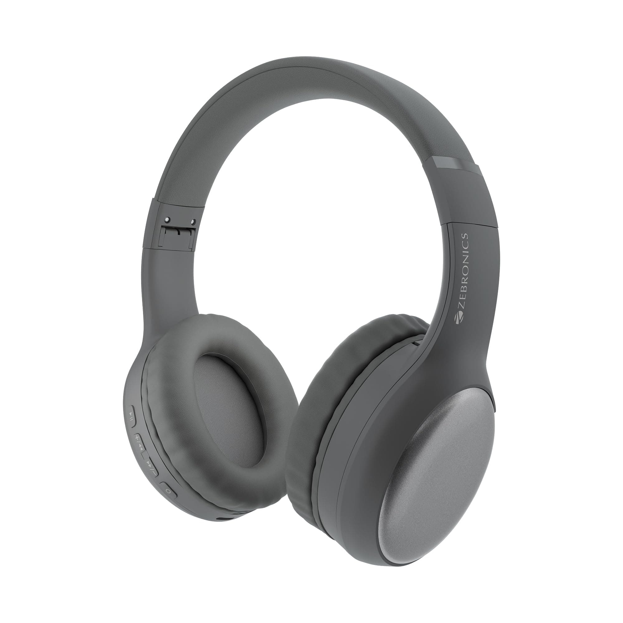 ZEBRONICS Thunder Max Bluetooth Over Ear Headphone with 120*Hrs Playback, 3 EQ Modes, 40mm Bass Driver, Fast Charging, Gaming Mode, Dual Pairing, BT v5.4, AUX, Metallic Finish (Grey)