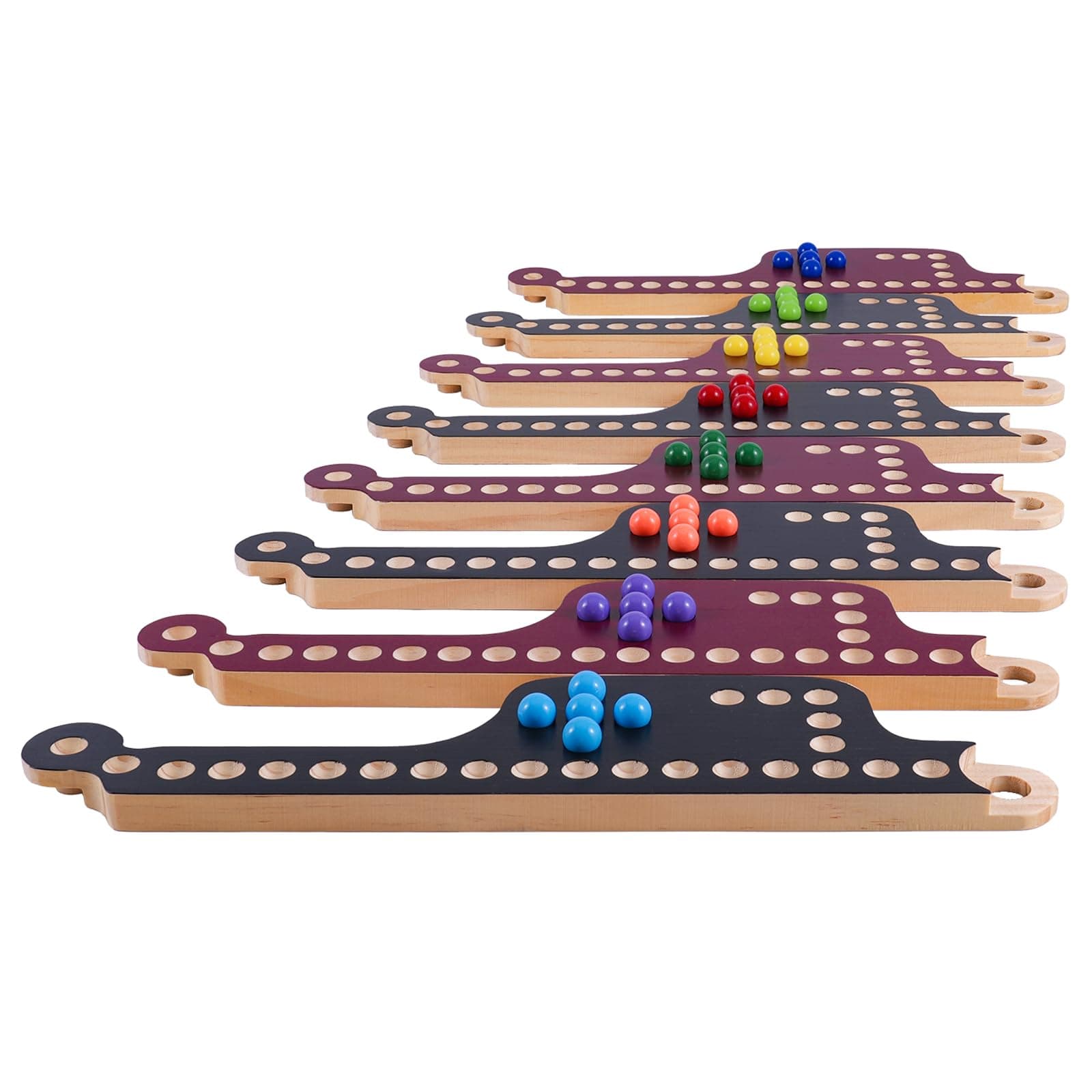 Interlocking Wood Jokers Board Game,2-8 Player Marbles and Jokers Game for Adults,Perfect Family and Party Gift with 4 Decks of Cards (Brown and Black)