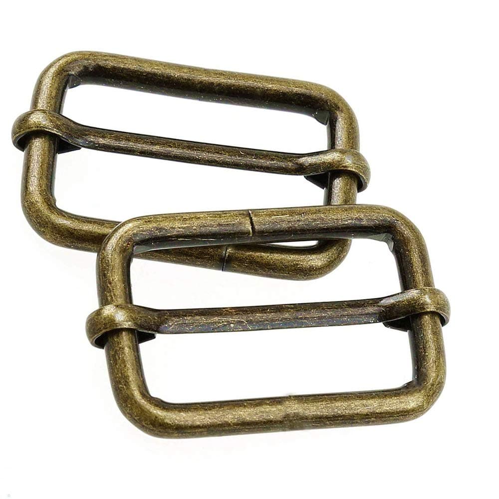 Slide Belt Keeper 1" 1.25" Movable Bar Slider Strap Adjuster Rectangle Strap Keeper Purse Making (Antique Brass) (1" x 20 pcs, Antique Brass)