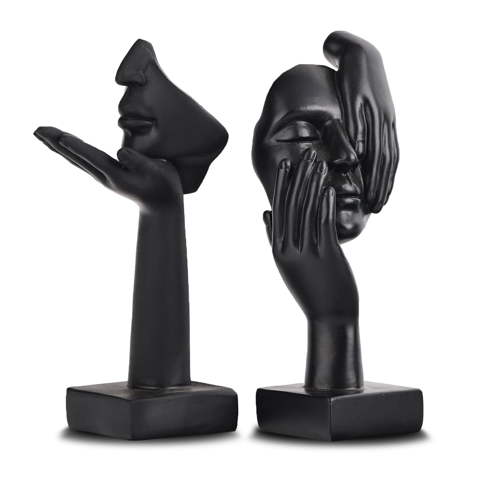 6.5" H Black Art Thinker Figurines 2 PCS, Abstract Small Statues Home Accent Decor for Shelf, Office Desk, Living Room, Knick Knacks Decorations for Shelves (2 PCS Black)