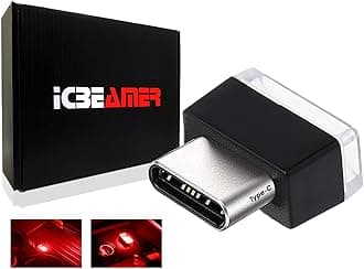ICBEAMER Type C Adapter Atmosphere Light [Color: Red] | Universal Plug-in Miniature Night Light for Car and Trunk Ambient Lighting, Easy Installation, Energy Efficient LED Technology