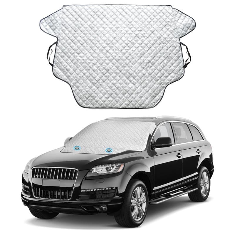 EcoNour PEVA Magnetic Windshield Snow Cover Features 4-Layer Thickness to Protect from Snow, Ice, and Frost | Car Cover for All Weather Protection Fits Most Cars | X-Large (74x49 inches)