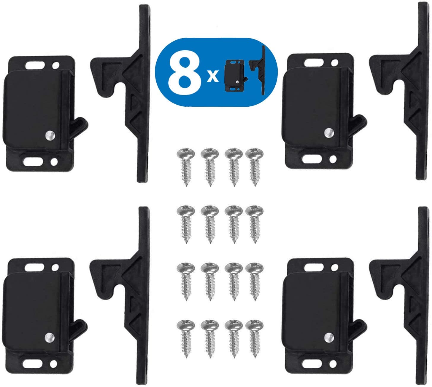 8 Pack Grabber Catches 10 LB Pull Force Cabinet Doors Push to Close Latch RV Drawer Latches and Catches Hardware Baby Proof for Camper, Home, Kitchen, Bathroom, Office