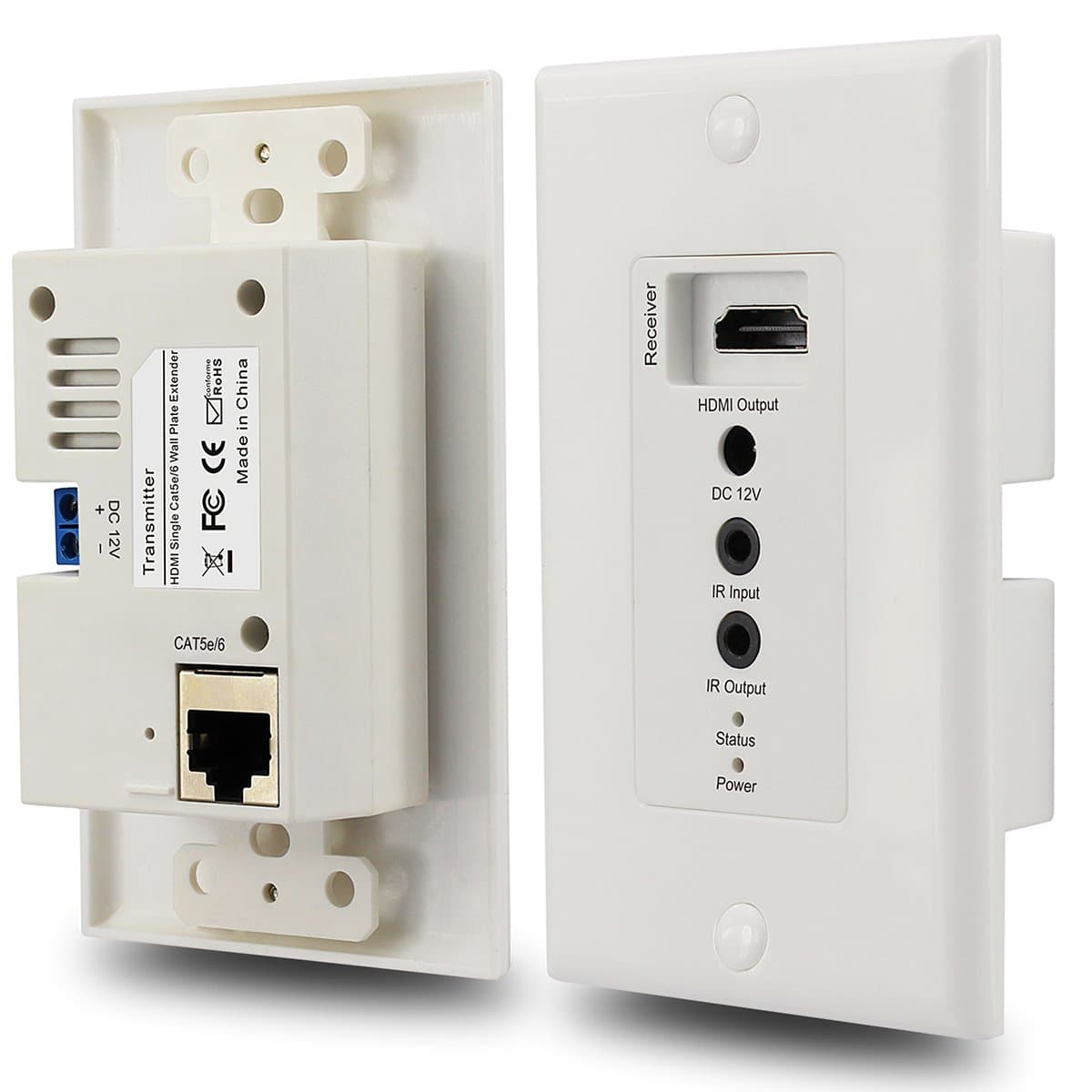 AVENK HDMI Wall Plate Extender 170ft/50m with Transmitter and Receiver RX TX Over Single Cat5e/6 Support 1080P 3D 1920x1200 60fps