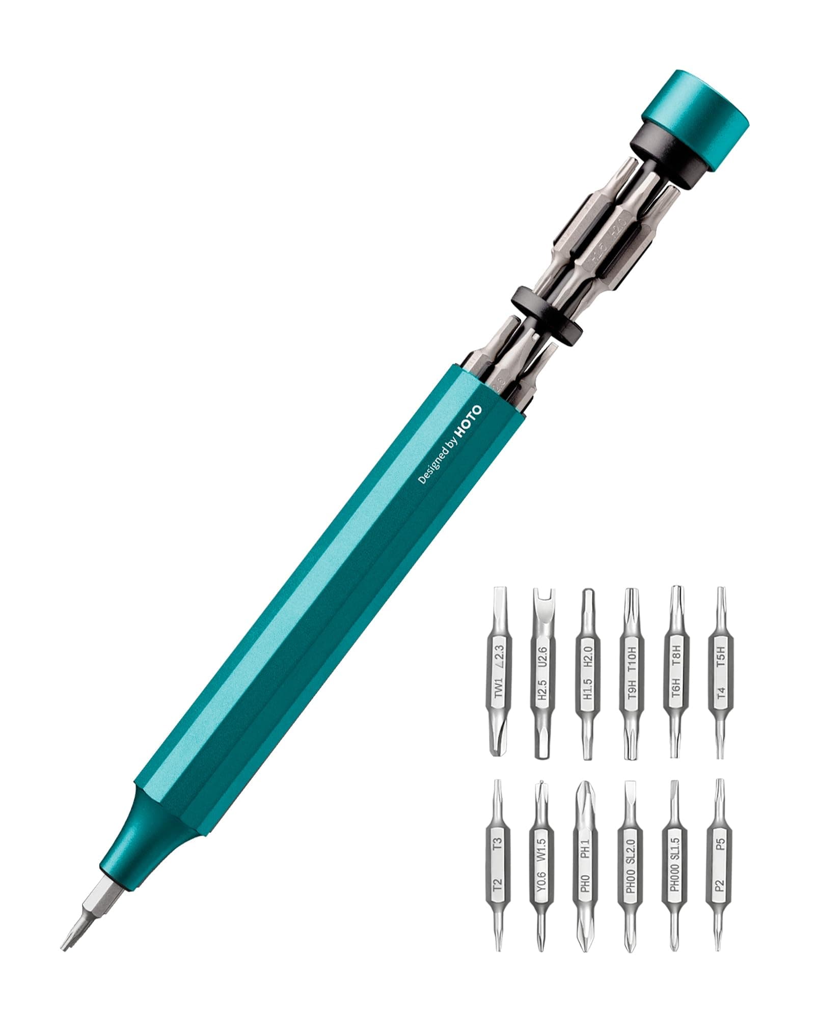 HOTO 24 in 1 Multi Bit Mini Screwdriver Set Magnetic, Manual Precision Screwdriver Set, EDC Pen Screwdriver for Eyeglasses, Electronics, Watches, Phones, Laptops, Cameras, Dark Turquoise