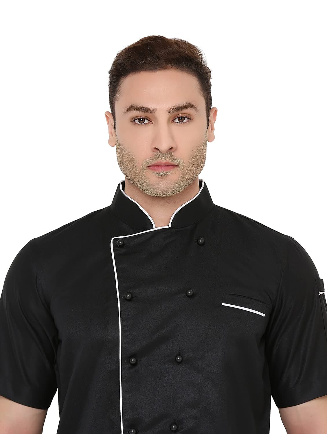 Associated Uniforms Half sleeve Chef Coat (Chef Jacket - Smart Fit) (L-40, BLACK)