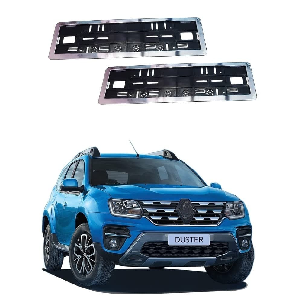 Front & Rear Number Plate Frame Chrome Suitable for Renault Duster (2019-2022) Type-3
