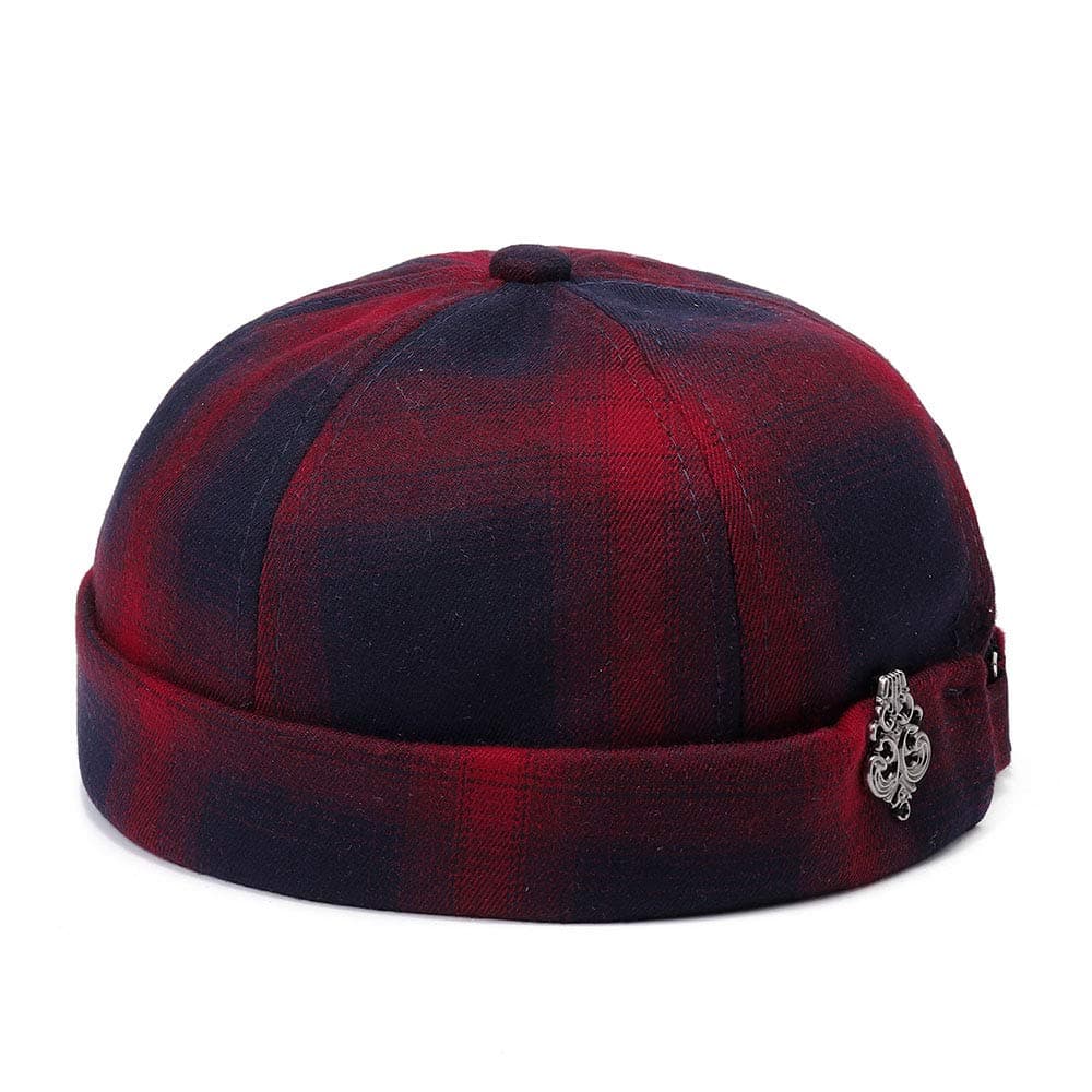 Unisex Docker Cap Hats Skullcap Beanie Worker Sailor Cap Brimless Cap Retro Rolled Cuff Skull Caps with Adjustable