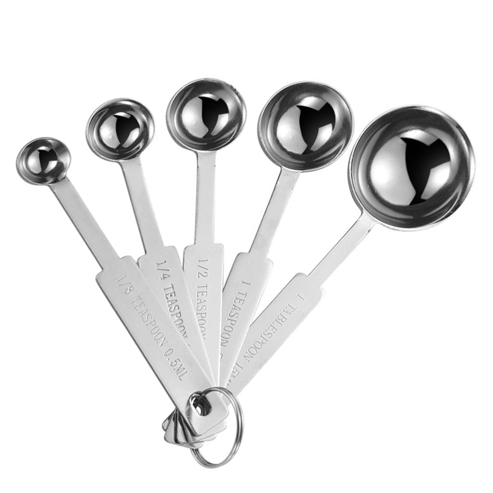 5PCS OstWony Measuring Spoons Set, Includes 1/8 tsp, 1/4 tsp, 1/2 tsp, 1 tsp, 1 tbsp, Food Grade Stainless Steel measuring cups, Tablespoon and Teaspoon for Measure