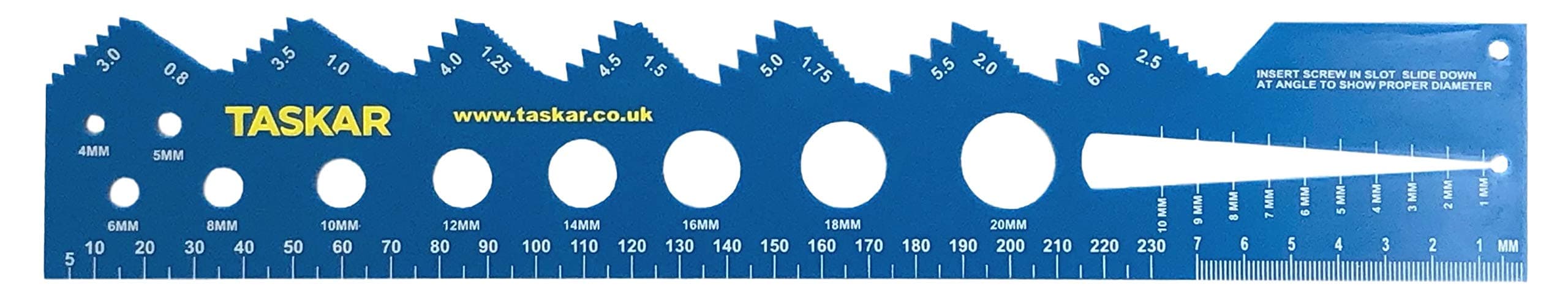 Screw Diameter & Thread Pitch Gauge Ruler (Metric)