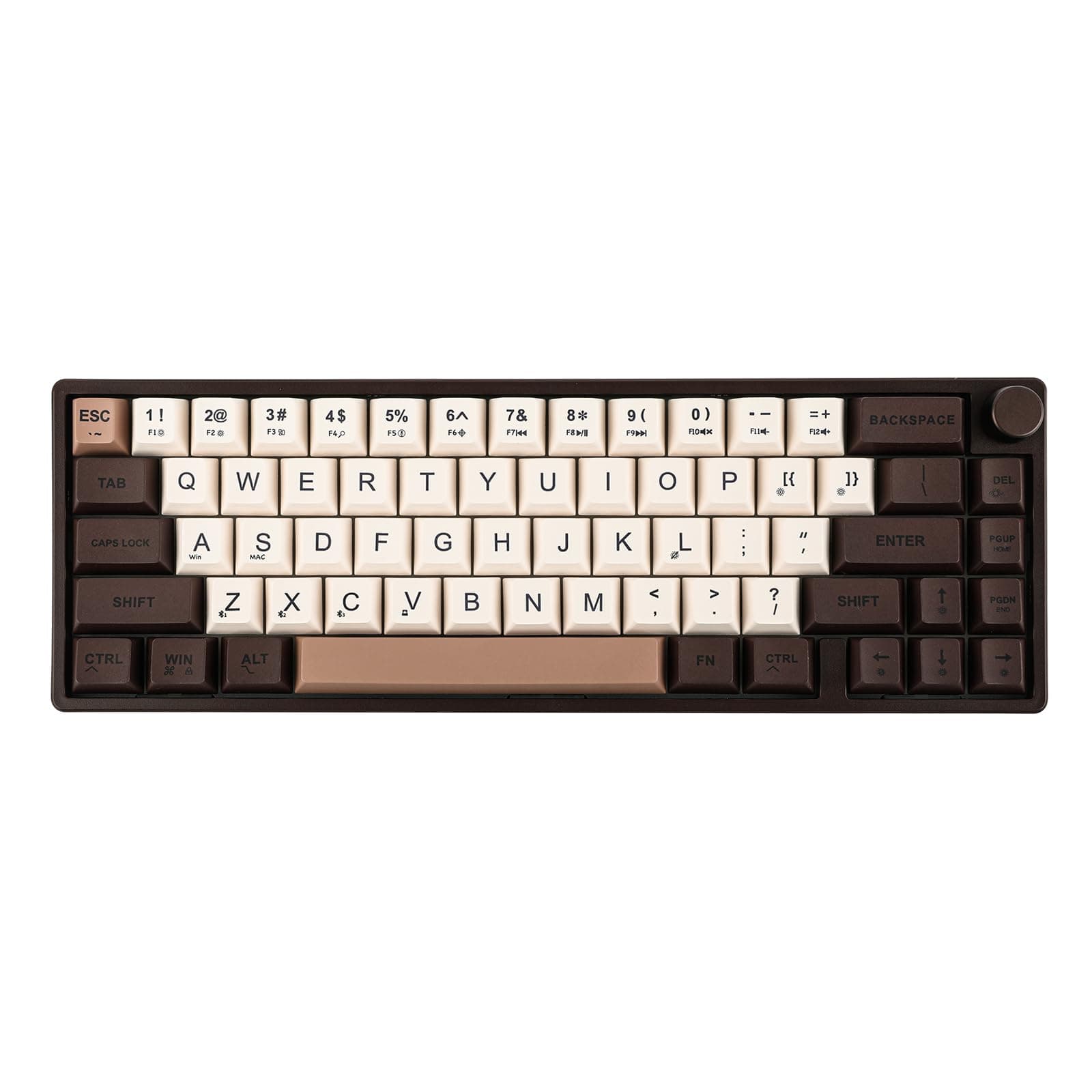Feker IK65 VIA Programmable 2.4G/BT5.0/USB-C Mechanical Keyboard, 65% Hot Swappable Gasket-mounted, with Sound Dampening Foams Kit, Volume-control Knob, 4000mAh Battery, RGB for Win/Mac (Brown Knob)