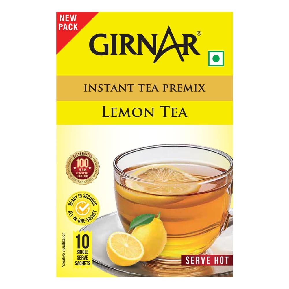 Girnar Instant Black Tea with Lemon (10 Sachet Pack)