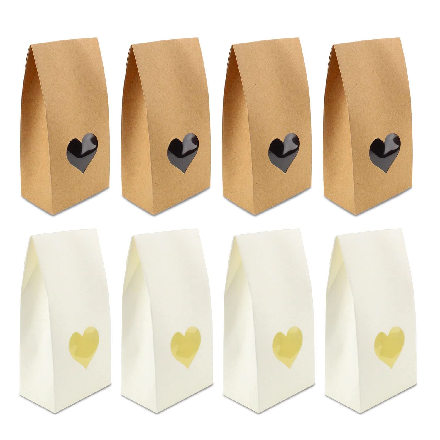 Graplan 24 PCS Kraft Paper Candy Bags Heart Gift Boxes Candy Sweet Goodie Paper Bags for Valentine's Day Christmas Party Decorations