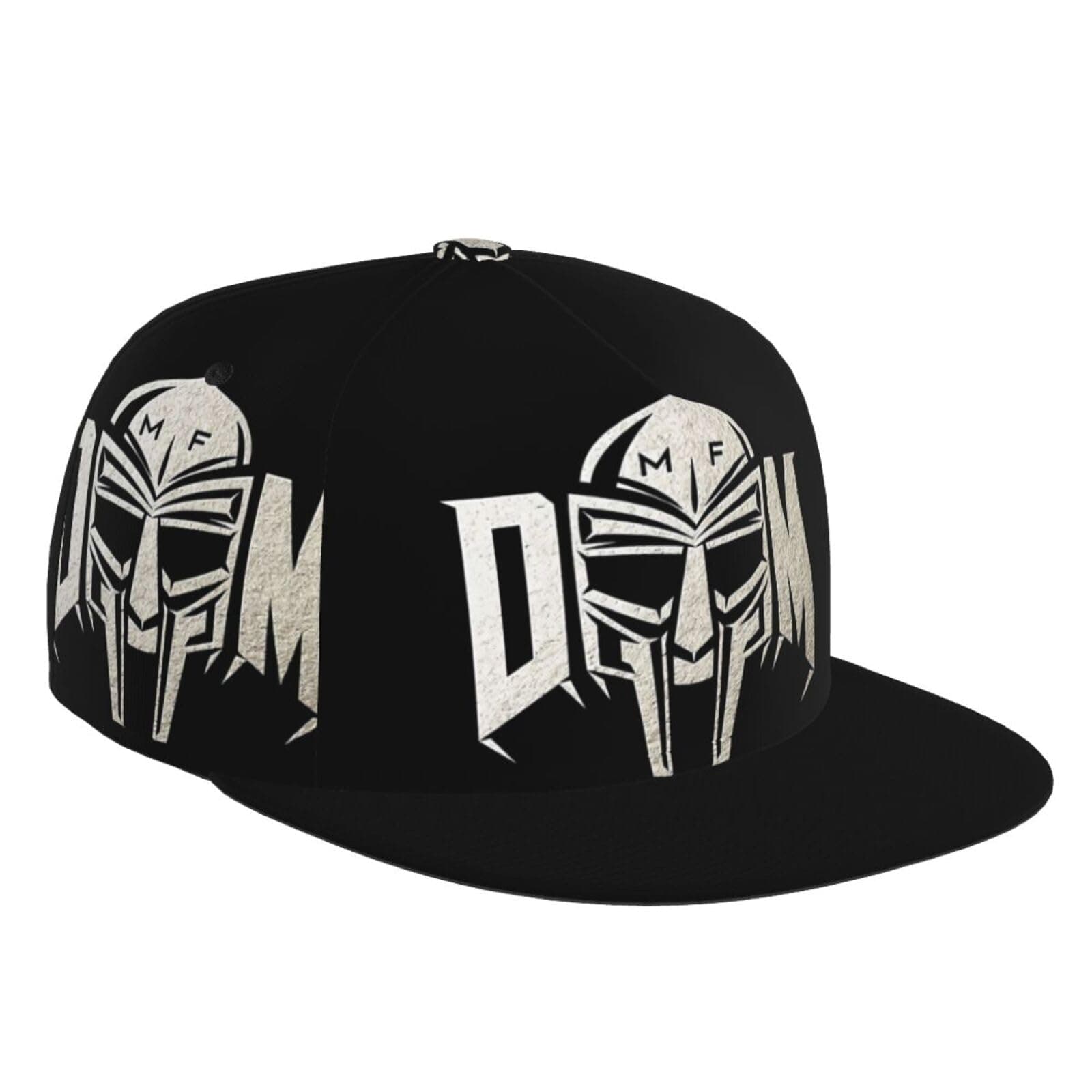 QANCOSI MF Rapper Doom Hat Flat-Brimmed Baseball Cap Dad Ball Hat Snapback Hip Hop Cap for Men and Women Black