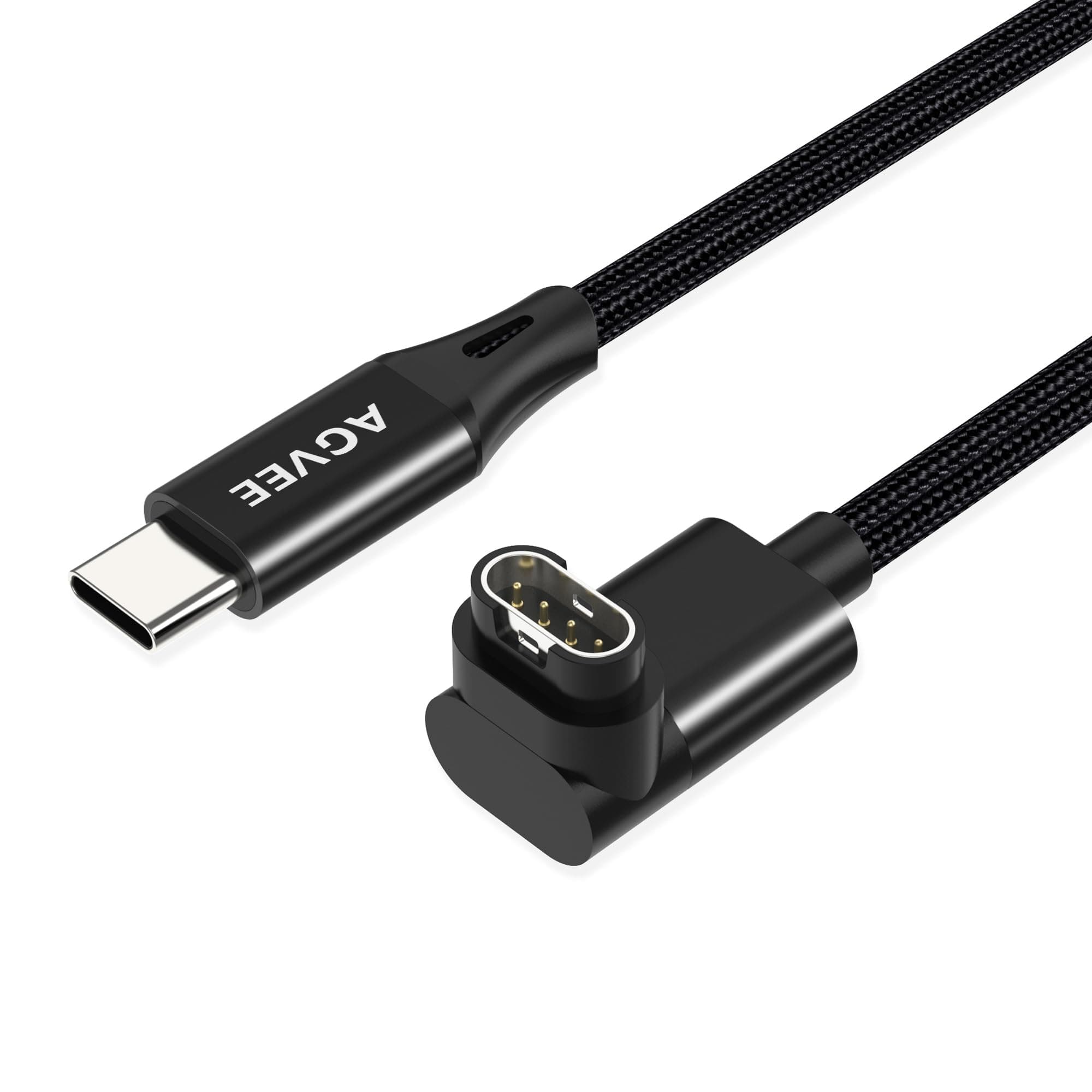 AGVEE 2 Pack 3.3ft Charger for Garmin Watch USB C, L-Shape Charging Cable for Fenix, Forerunner, Vivoactive, Instinct, Venu, Tactix, Approach, D2, Quatix Series, Right Angle Braided, Black