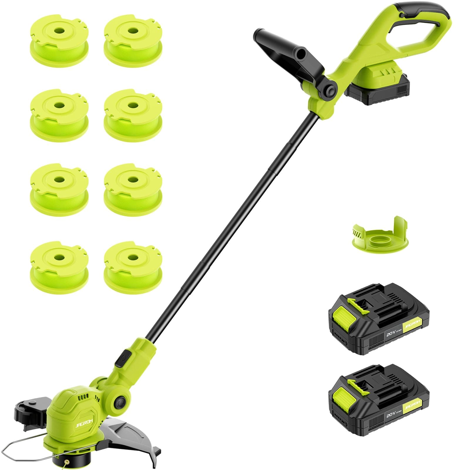 12 Inch Cordless String Trimmer with Fast Charger, 2 x 2.0Ah Weed Wacker with Automatic Line Feed, 20V, Grass Trimmer with 8 Pieces of Line