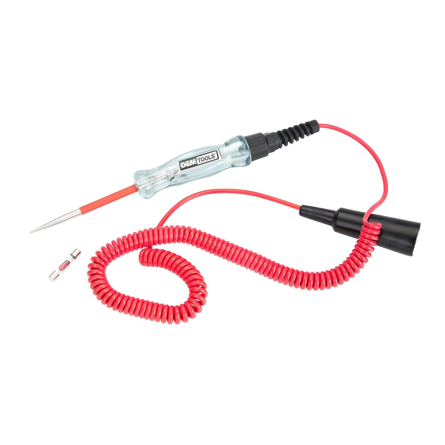 OEMTOOLS 25886 Circuit Tester 6-24 Volt, Black and Red, Live Wire Tester Electrical Tool, 12V Test Light Automotive Test, LED Test Light for Car Tests