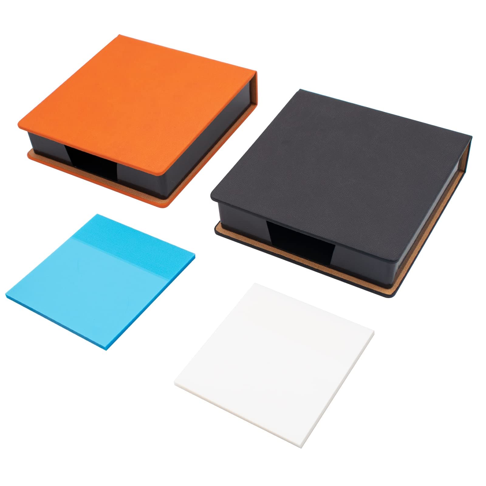 Sticky Notes Holder A9 Transparent Notes Memo Paper Business Office Note Box Sticky Note Dispenser Note Pads Desk Organizer for Work School Desk Organization (Black+ Orange)