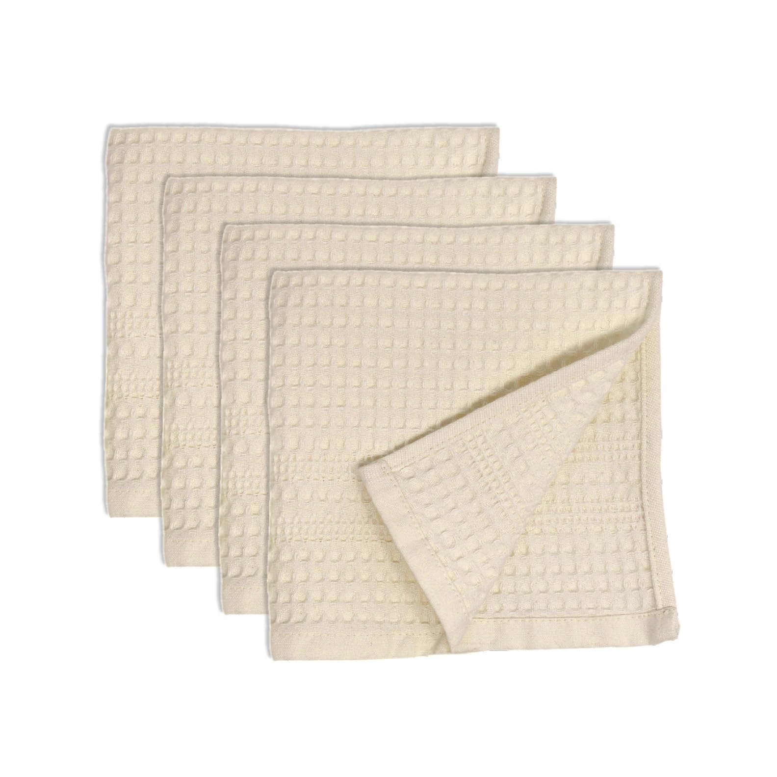 GILDEN TREE Waffle Towel Quick Dry Thin Exfoliating, 4 Pack Washcloths for Face Body, Classic Style (Cream)