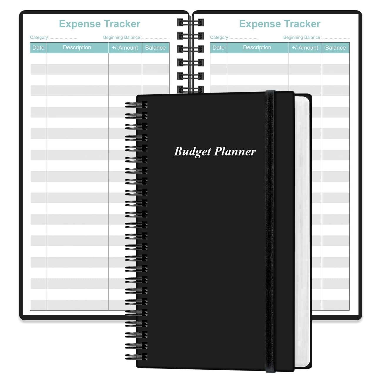 Budget Planner - A6 Expense Budget Tracker, Budget Book for Ledger Book, Money Organizer for Wallet, 3.75" x 6.75", Black