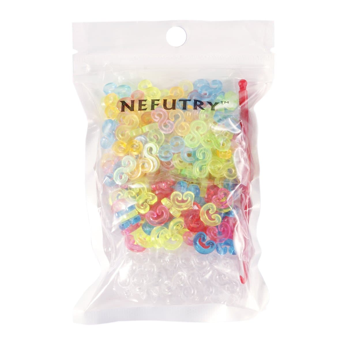NEFUTRY 200 S- Clips and 100 C- Clips Pack for DIY Rubber Loom Bands Bracelets (1 Small Hook as Gift)