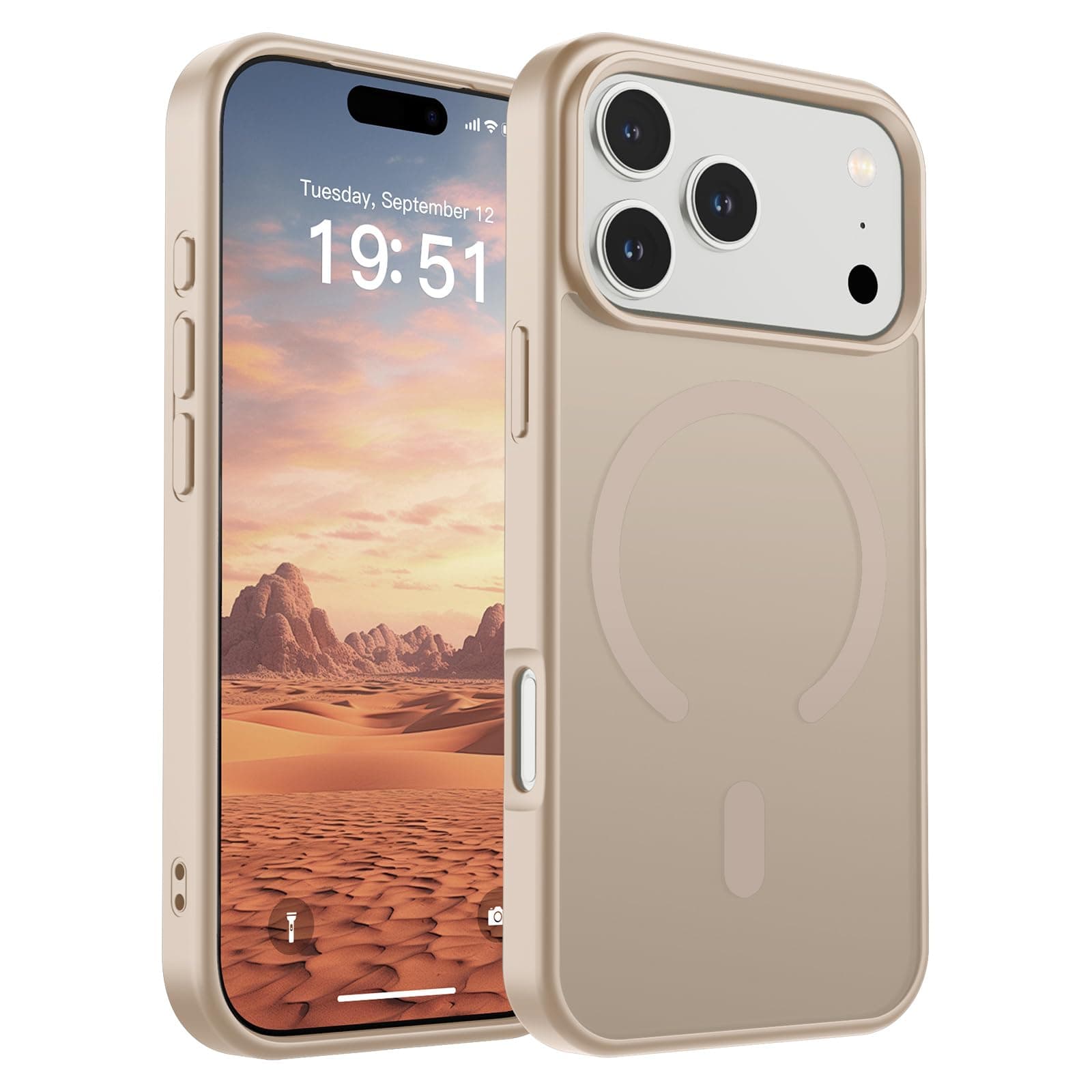 SUPFINE Magnetic for iPhone 17 Pro Case (Compatible with MagSafe)(Military Grade Drop Protection) Translucent Matte Shockproof with Anti-Fingerprint Phone Cover 2025,Desert Gold