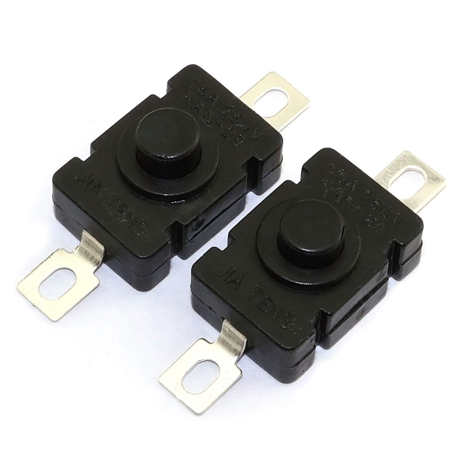 10pcs Self-Lock Push Button Switch KAN-28 for Flashlight SMD Type ON-Off Mini Switch (Flat Pin with Hole)
