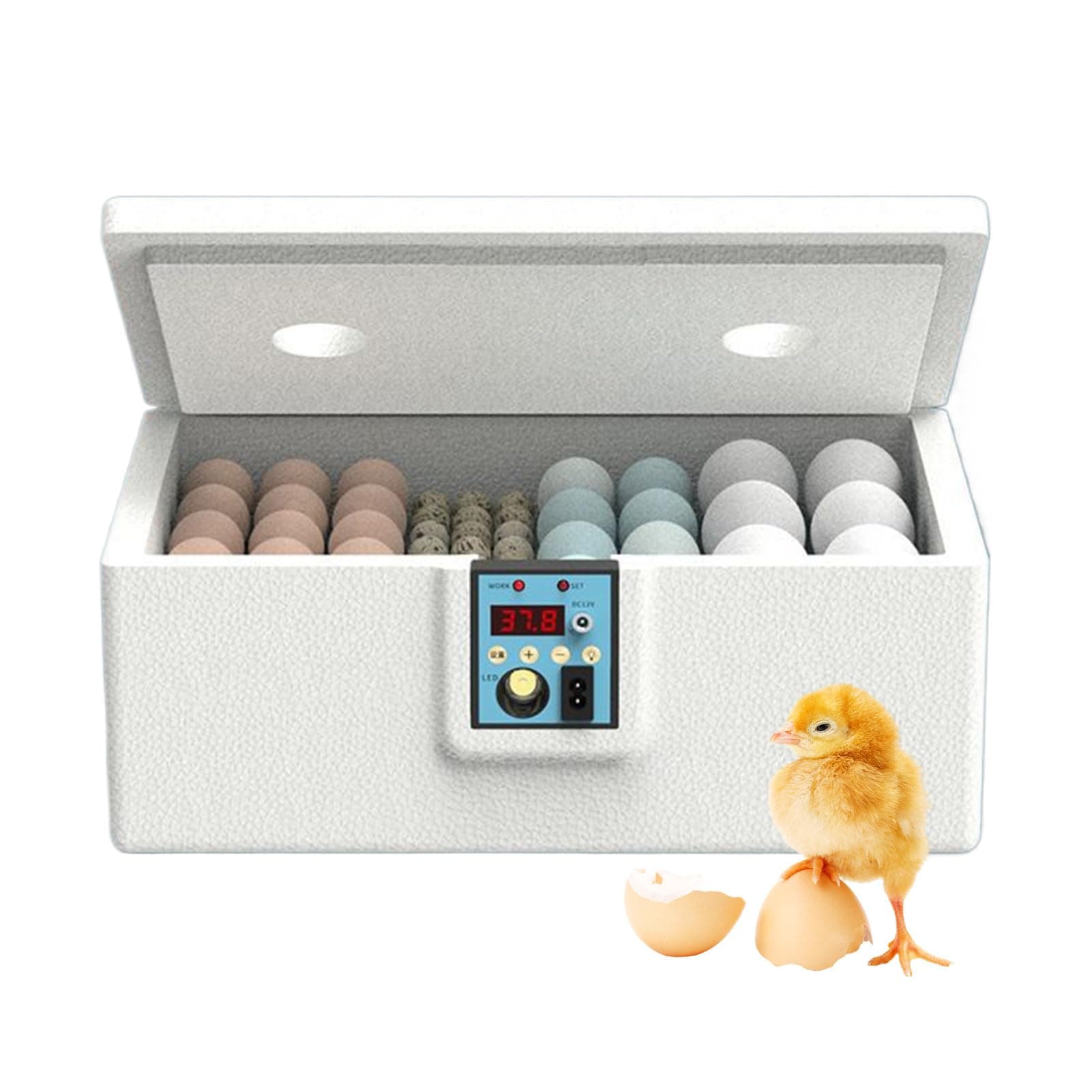 Egg Incubator, 10-25 Incubators for Hatching Eggs with Humidity, Egg Turning and Digital Humidity Control for Chicken, Quail, Duck