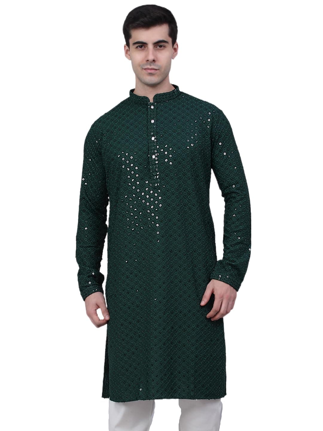 Jompers Men's Chikankari Embroidered and Sequence Kurtas