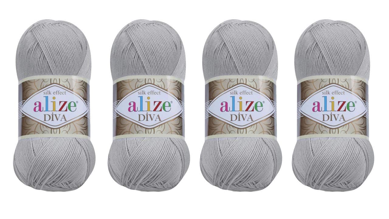 Hand Knitting Yarn 100% Microfiber Acrylic Yarn Alize Diva Silk Effect Thread Crochet Art Lace Craft Lot of 4 skeins 400gr 1532yds (355)
