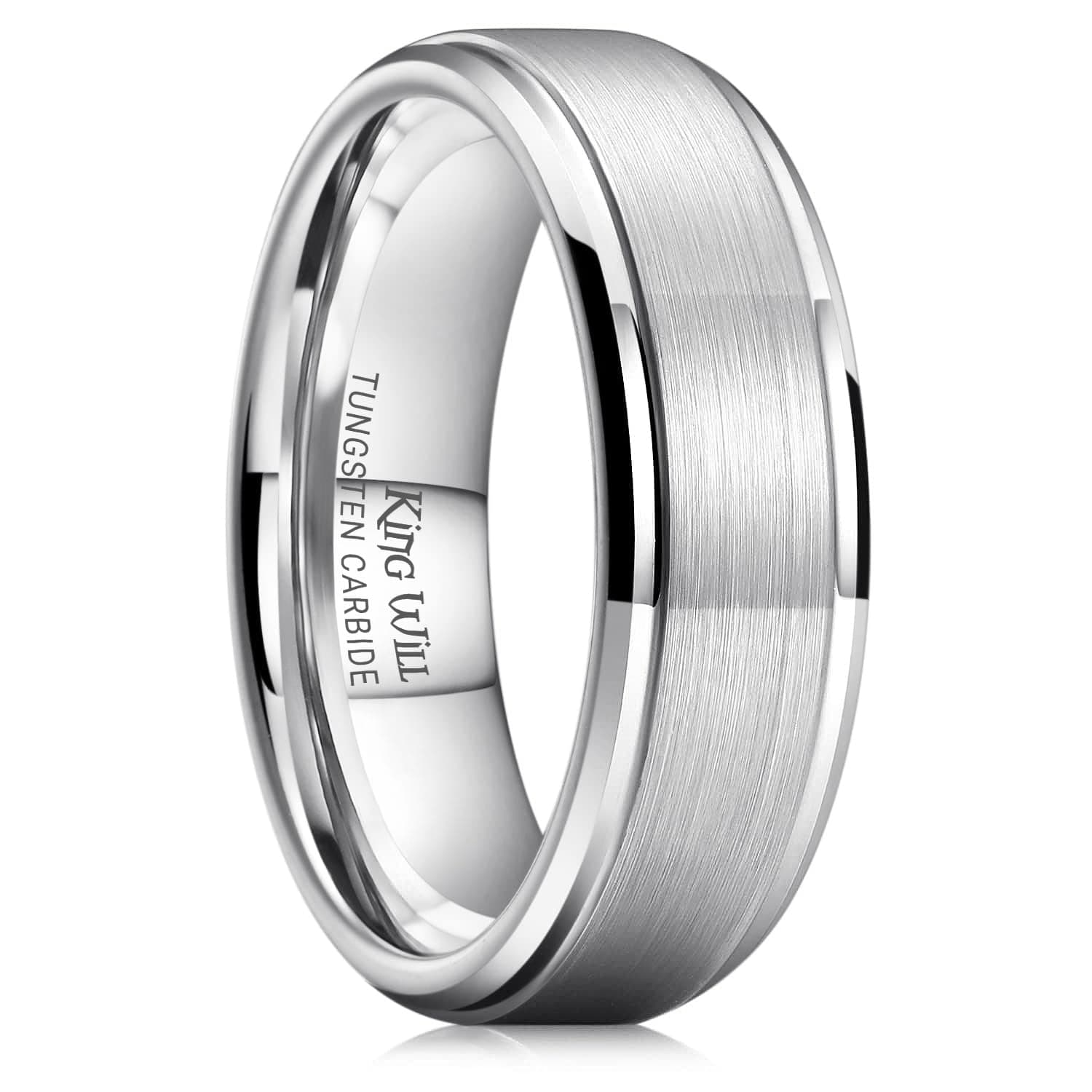 King WillBasic Tungsten Ring for Men 6mm/7mm/8mm/9mm/10mm Tungsten Wedding Band Matte Brushed Finish Comfort Fit