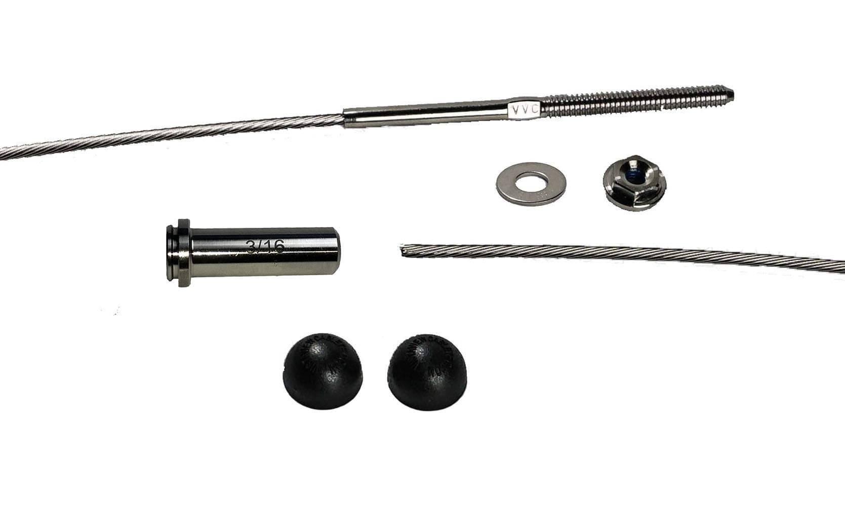 VistaView CableTec - Fast and Easy Stainless Steel Cable Railing Installation Kit for Metal Posts – 3/16 Inch Cable, 15 Feet with Black End Caps (One Strand)