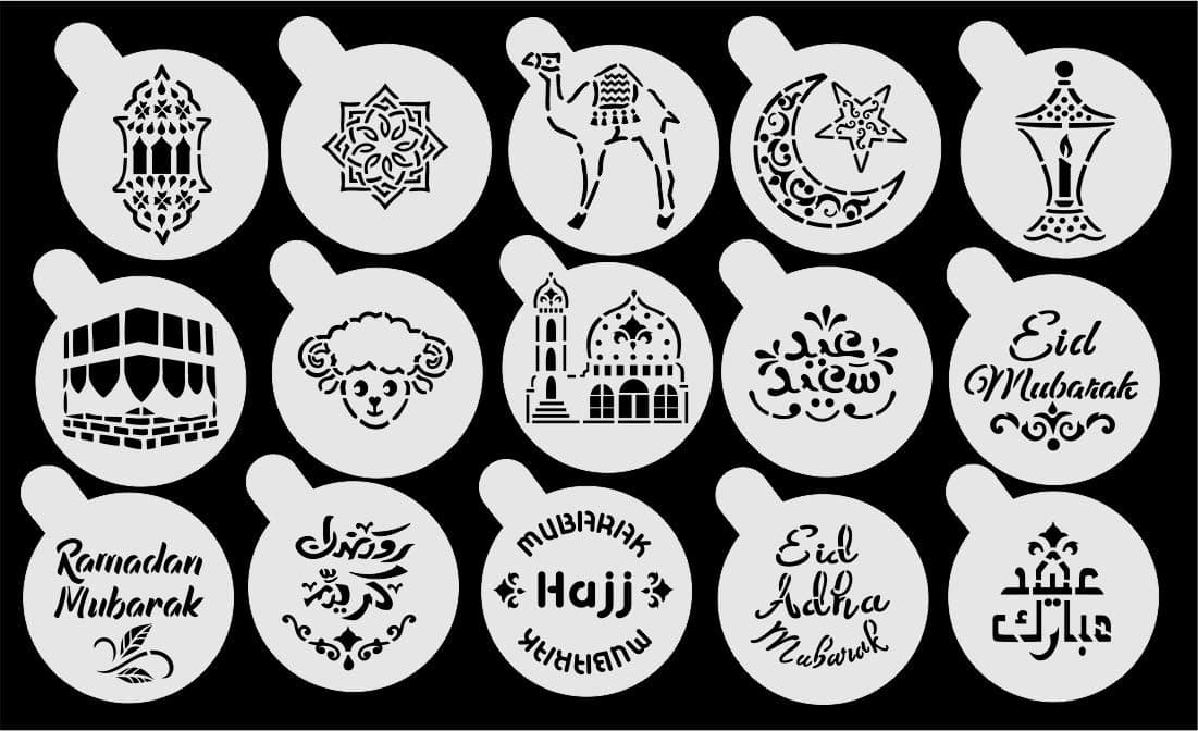 Eid & Ramadan Small Stencils Set - 15