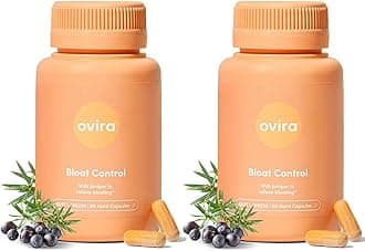 Ovira Bloat Control Supplement with JUNICLEAR - 60 Capsules for Gas and Bloating Relief | Effective Debloating for Women and Men | Helps Water Retention & Promotes Digestive Health - Pack of 2