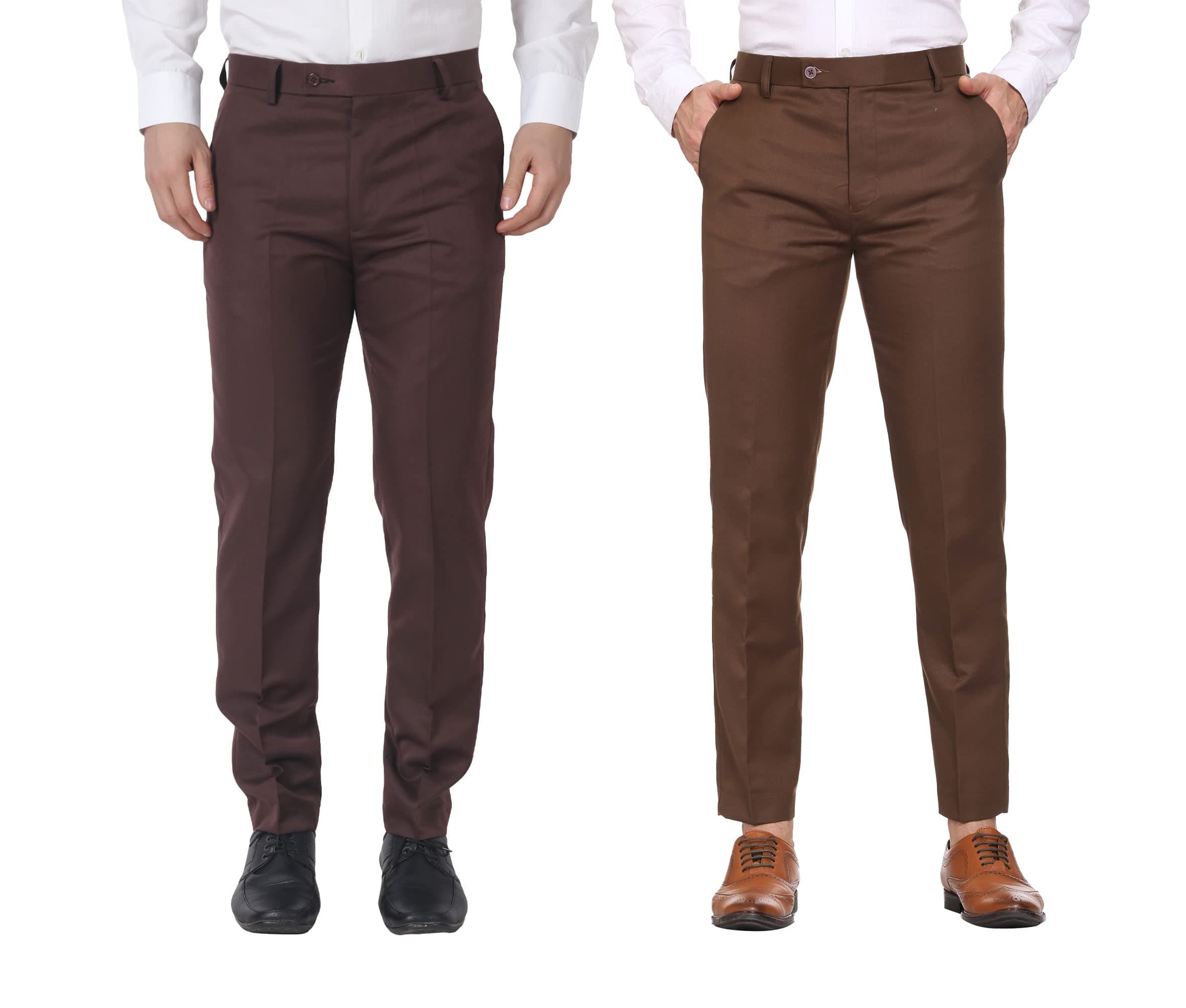 MALENO Men Formal Trouser Regular Fit Solid | Soft and Breathable Pant Combo (Pack of 2)