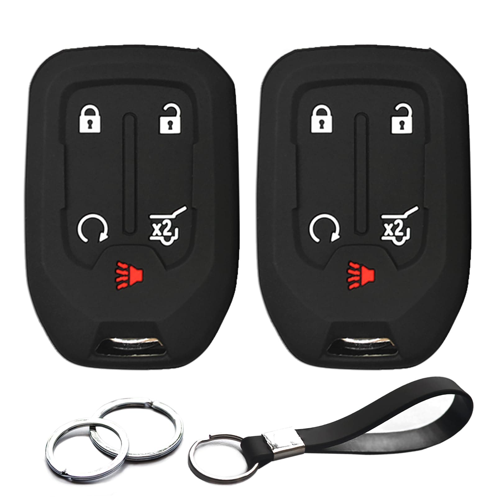 2pcs Compatible with GMC Terrain Acadia Smart 5 Buttons Black Silicone Case Cover Protector Keyless Remote Holder for 2019 2018 GMC Terrain, 2018 2017 GMC Acadia HYQ1AA