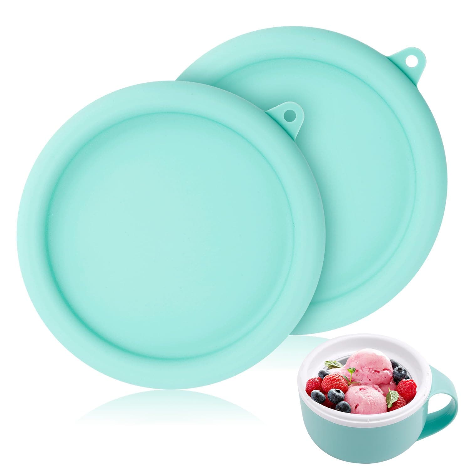 2pcs Silicone Lid for Dash My Mug Ice Cream Maker, 5.9in BPA-Free Silicone Bowl Covers Storage Lid Ice Cream Maker Lid Replacement Ice Cream Maker Accessories for Dash Ice Cream Maker Mug(Light Green)