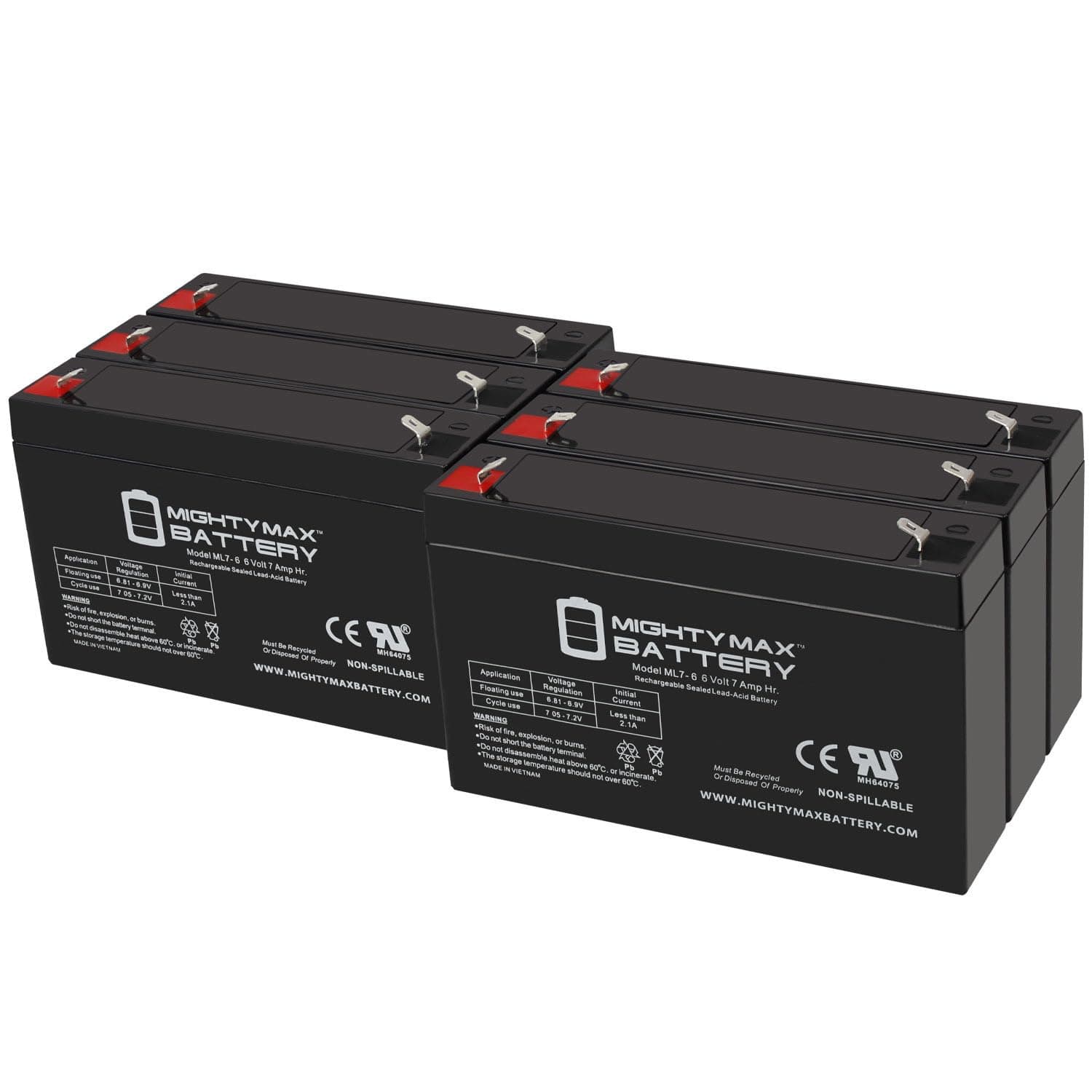Mighty Max Battery6V 7Ah SLA Replacement Battery for Long Way LW-3FM7.6-6 Pack