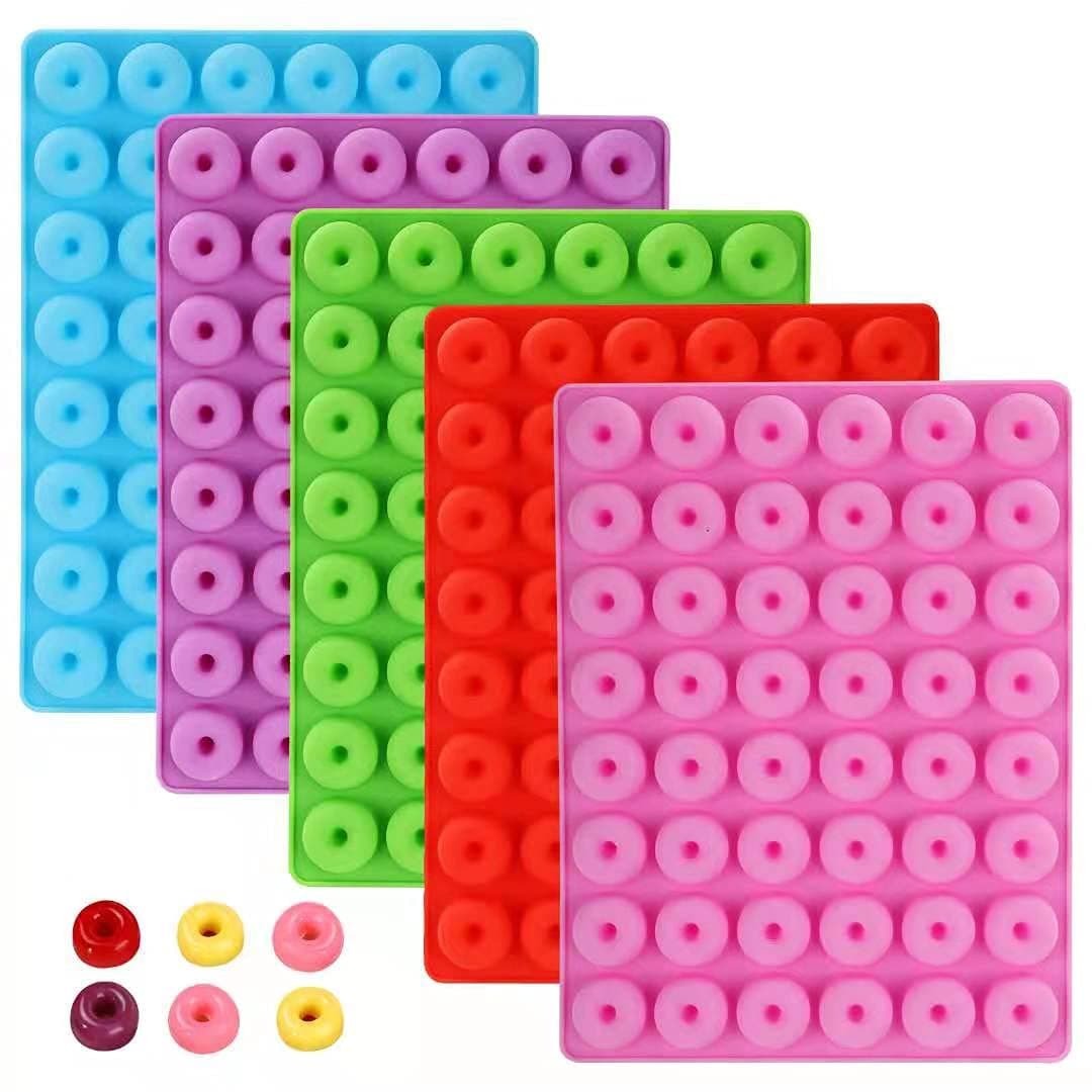 Donut Candy Mold,5 Pack Silicone Nonstick Ring Gummy Candy Molds for Chocolate Jelly Ice Cube Candy Pralines Caramels Ganache Snacks， Baking Candy Cake Decoration