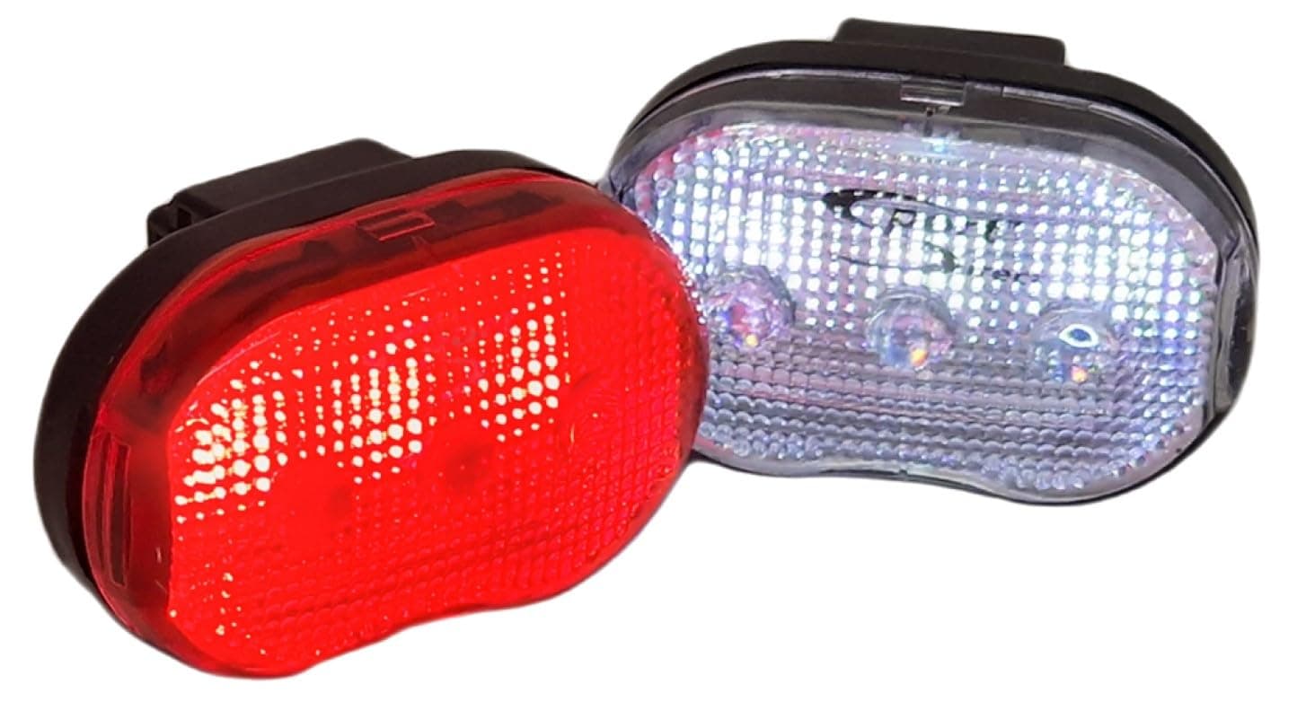 Sport Direct™ Mega Bright 6 x Superbright LED's Light Set Front/Rear Free Batteries. Visibility 600m+ IPX4 Waterproof *SEE 360 VIDEO*
